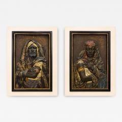 Exceptional Pair of Signed Louis Hottot Orientalist Polychrome Relief Panels - 4626918