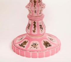 Exceptional Quality Pink Triple Overlay Enameled Bohemian Glass Cake Stand - 2140695