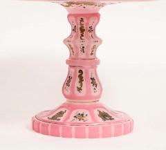 Exceptional Quality Pink Triple Overlay Enameled Bohemian Glass Cake Stand - 2140696