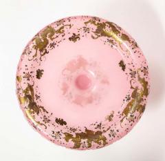 Exceptional Quality Pink Triple Overlay Enameled Bohemian Glass Cake Stand - 2140699