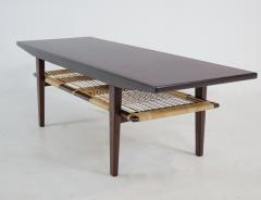 Exceptional Scandinavian Modern Rosewood Coffee Table w Caned Shelf - 4174253