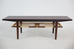 Exceptional Scandinavian Modern Rosewood Coffee Table w Caned Shelf - 4174254