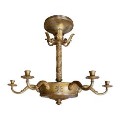 Exceptional Swedish Grace Chandelier in Gilded Wood and Metal - 2772431