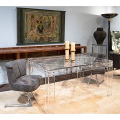 Exceptional Thick Lucite Dining Table with Criss Cross Design 1970s - 2505545