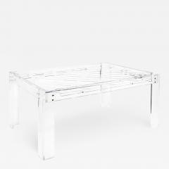 Exceptional Thick Lucite Dining Table with Criss Cross Design 1970s - 2507123