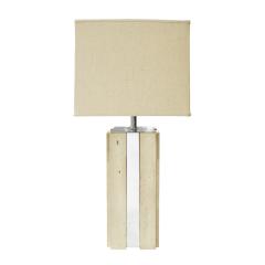 Exceptional Traventine Table Lamp With Chrome Accents 1960s - 1061174