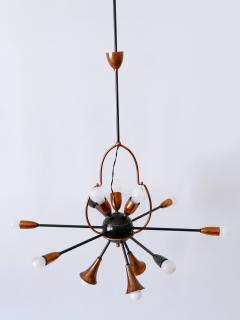 Exceptional Twelve Flamed Sputnik Chandelier or Pendant Lamp Austria 1950s - 3243209
