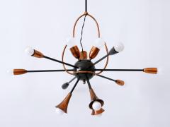 Exceptional Twelve Flamed Sputnik Chandelier or Pendant Lamp Austria 1950s - 3243214