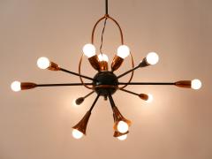 Exceptional Twelve Flamed Sputnik Chandelier or Pendant Lamp Austria 1950s - 3243216