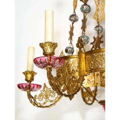 Exceptional and Rare Islamic Alhambra Bronze and Enameled Glass Chandelier - 1261456