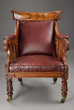 Exceptional early 19thc Gothic revival oak library armchair - 4806202