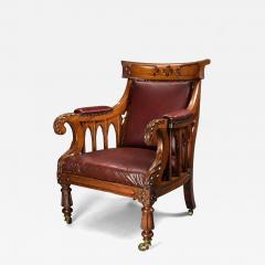 Exceptional early 19thc Gothic revival oak library armchair - 4811098