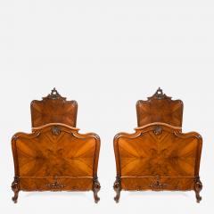 Exceptionally Hand Carved Matching Pair Single Bed - 1132317