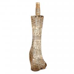 Exceptionally detailed 19th century carved bone gunpowder flask - 3215246