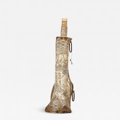 Exceptionally detailed 19th century carved bone gunpowder flask - 3216645