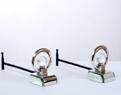 Excptional Pair of Cristal and Glass Andirons France 1930s - 3999520