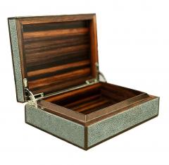 Exotic Turquoise Shagreen and Macassar Ebony Box with Bone Inlay - 4206862