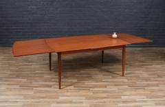 Expanding Danish Modern Sculpted Teak Draw Leaf Dining Table - 4190213