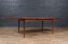 Expanding Danish Modern Sculpted Teak Draw Leaf Dining Table - 4190216