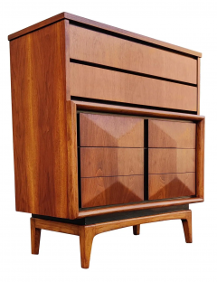 Expertly Restored United Furniture Walnut Diamond Tall Dresser Mid Century 1960s - 2721499