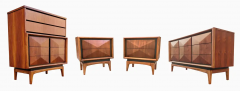 Expertly Restored United Furniture Walnut Diamond Triple Dresser 9 Drawers 1960s - 2721264