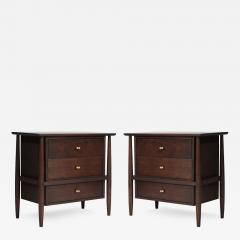 Exposed Framework Bedside Tables in Walnut by John Stuart C 1950s - 3562809