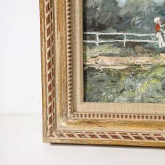 Expressionist Mid Century Landscape of Cyclists in Oil on Canvas - 3899336