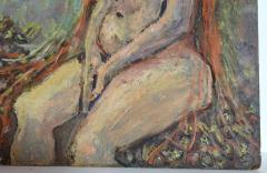 Expressionist Nude Oil on Masonite Unsigned in Older Carved Frame and Glass - 3517013