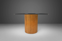 Exquisite Bamboo Pedestal Dining Table with a Mirrored Top with a Glass Surface - 2563545