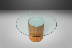 Exquisite Bamboo Pedestal Dining Table with a Mirrored Top with a Glass Surface - 2563595