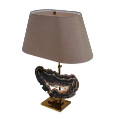 Exquisite Belgian Table Lamp with Mounted Agate 1970s - 3577645