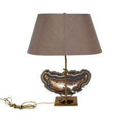 Exquisite Belgian Table Lamp with Mounted Agate 1970s - 3577646