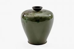 Exquisite Cloisonn Enamel Vase Birds Pine Celadon Ground Attributed Hayashi - 4556715