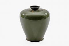 Exquisite Cloisonn Enamel Vase Birds Pine Celadon Ground Attributed Hayashi - 4556716