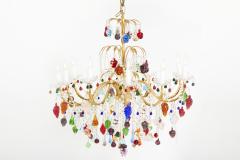 Exquisite Colored Fruits Crystal Brass Framed Chandelier - 2545309