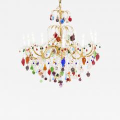 Exquisite Colored Fruits Crystal Brass Framed Chandelier - 2546777