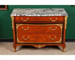 Exquisite French Ormolu Mounted Mahogany Parquetry Marble Top Commode C 1870 - 4120362