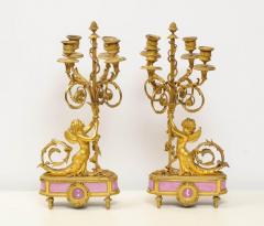 Exquisite French Ormolu and Pink Porcelain Clock Set after Francois Remond - 759408