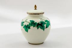 Exquisite Japanese Cloisonn Enamel Covered Jar with Ivy and Butterflies - 4556784
