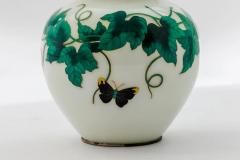 Exquisite Japanese Cloisonn Enamel Covered Jar with Ivy and Butterflies - 4556786