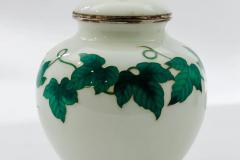 Exquisite Japanese Cloisonn Enamel Covered Jar with Ivy and Butterflies - 4556787