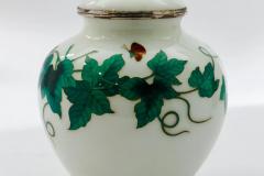 Exquisite Japanese Cloisonn Enamel Covered Jar with Ivy and Butterflies - 4556788
