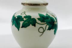Exquisite Japanese Cloisonn Enamel Covered Jar with Ivy and Butterflies - 4556789