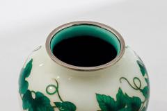 Exquisite Japanese Cloisonn Enamel Covered Jar with Ivy and Butterflies - 4556791