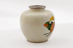 Exquisite Japanese Cloisonn Enamel Vase with Persimmons on Ivory Ground - 4556795