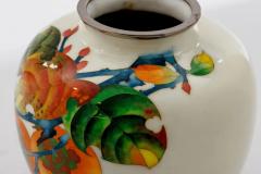 Exquisite Japanese Cloisonn Enamel Vase with Persimmons on Ivory Ground - 4556800
