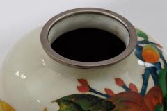Exquisite Japanese Cloisonn Enamel Vase with Persimmons on Ivory Ground - 4556803