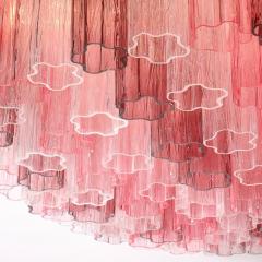 Exquisite Modernist Hand Blown Mixed Fuschia Murano Glass Tronchi Chandelier - 4377075