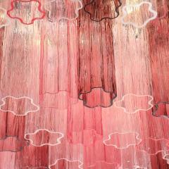 Exquisite Modernist Hand Blown Mixed Fuschia Murano Glass Tronchi Chandelier - 4377076