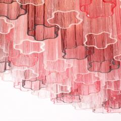 Exquisite Modernist Hand Blown Mixed Fuschia Murano Glass Tronchi Chandelier - 4377078